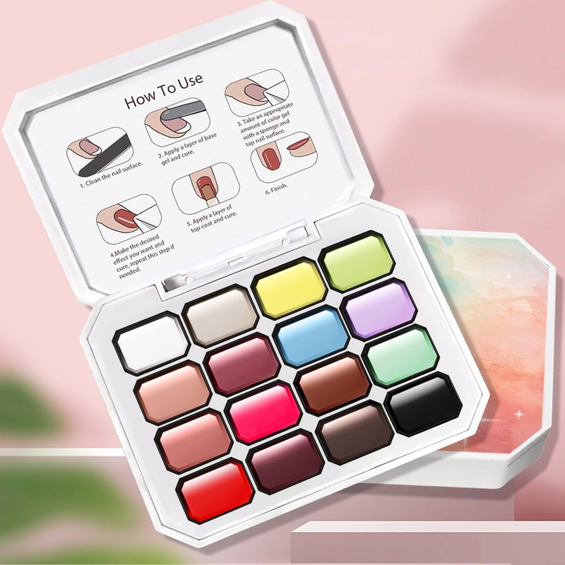 Gel Nail Polish Set - 16 Colors Gradient Patting Gel | Highly Pigmented No Wipe Ombre & Blooming Gel for DIY Nail Art