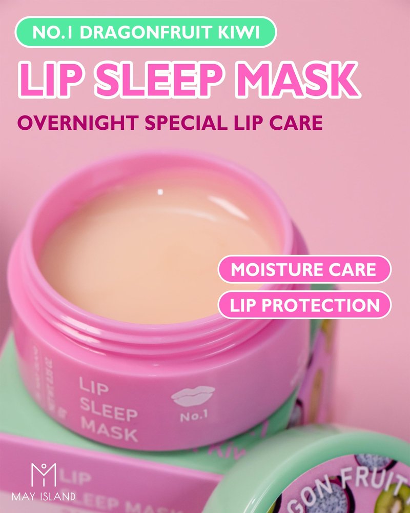 MAYISLAND Lip Sleep Mask #Dragonfruit Kiwi - Korean Overnight Lip Treatment with Dragonfruit Extract - Intensive Moisturizing Formula for Dry, Chapped Lips - Refreshing Kiwi Scent, 0.34 oz.