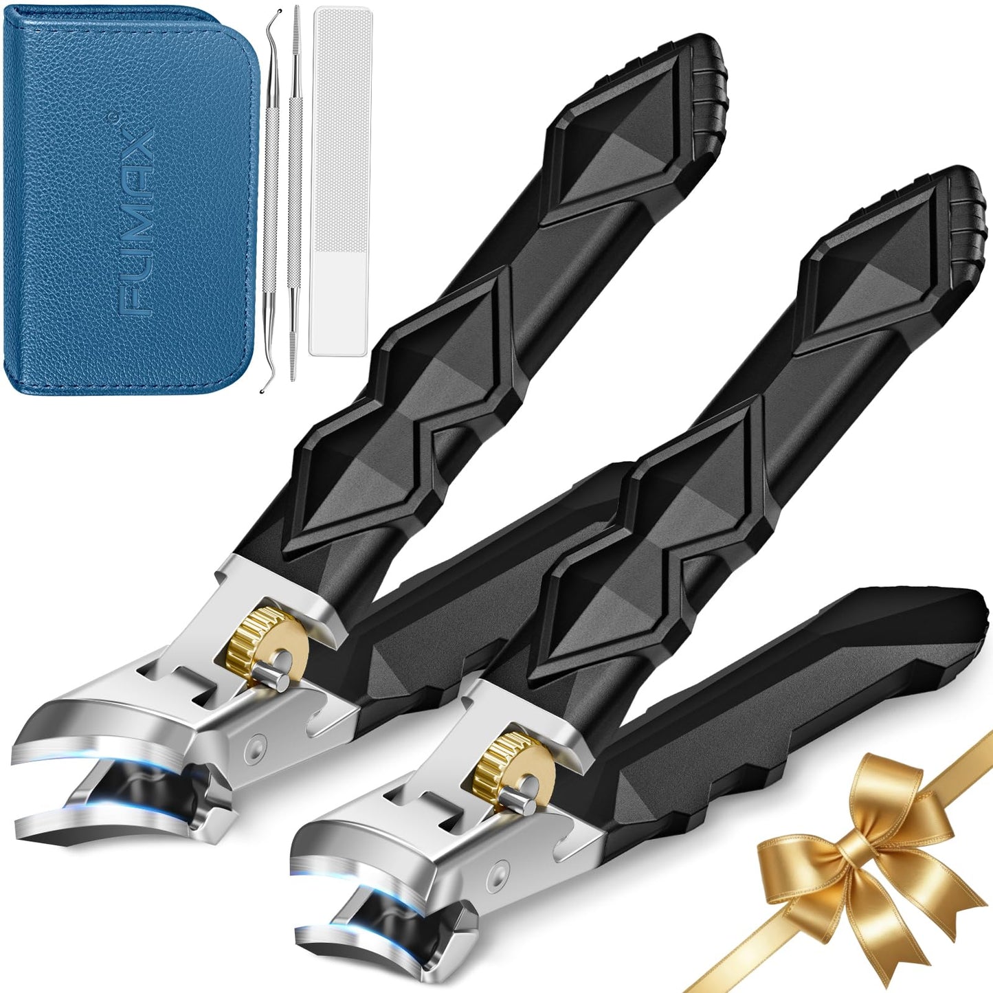 Toenail Clippers for Thick Toenails, Nail Clippers for Men with Wide Jaw Opening, Heavy Duty Ingrown Toe Nail Clippers with Long Handle for Seniors, Large Nail Cutter Set Gifts for Men Women