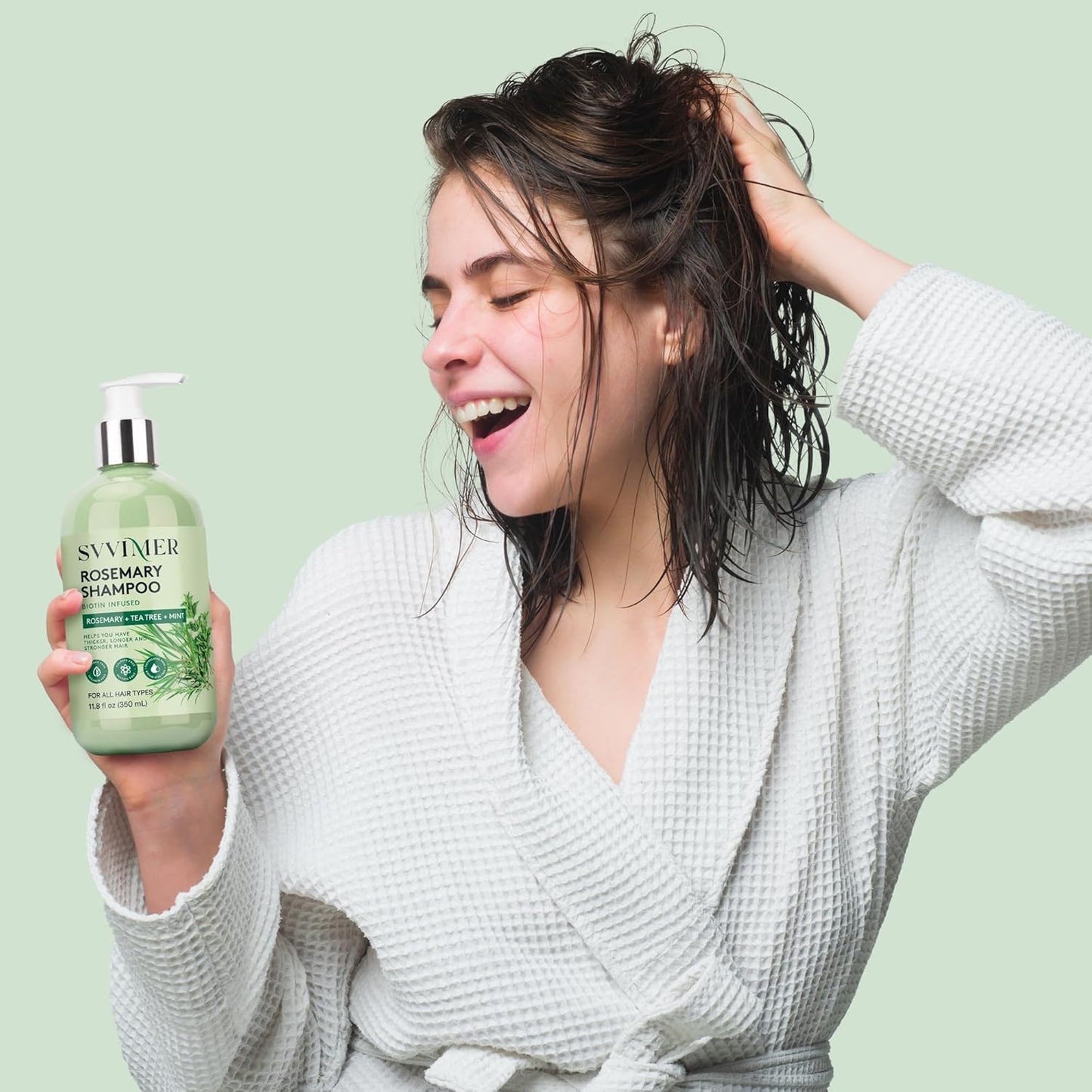 Svvimer Hair Thickening Shampoo and Conditioner - Rosemary Shampoo with Biotin Tea Tree Oil Mint for Thinning Hair - Sulfate Free for Women and Men