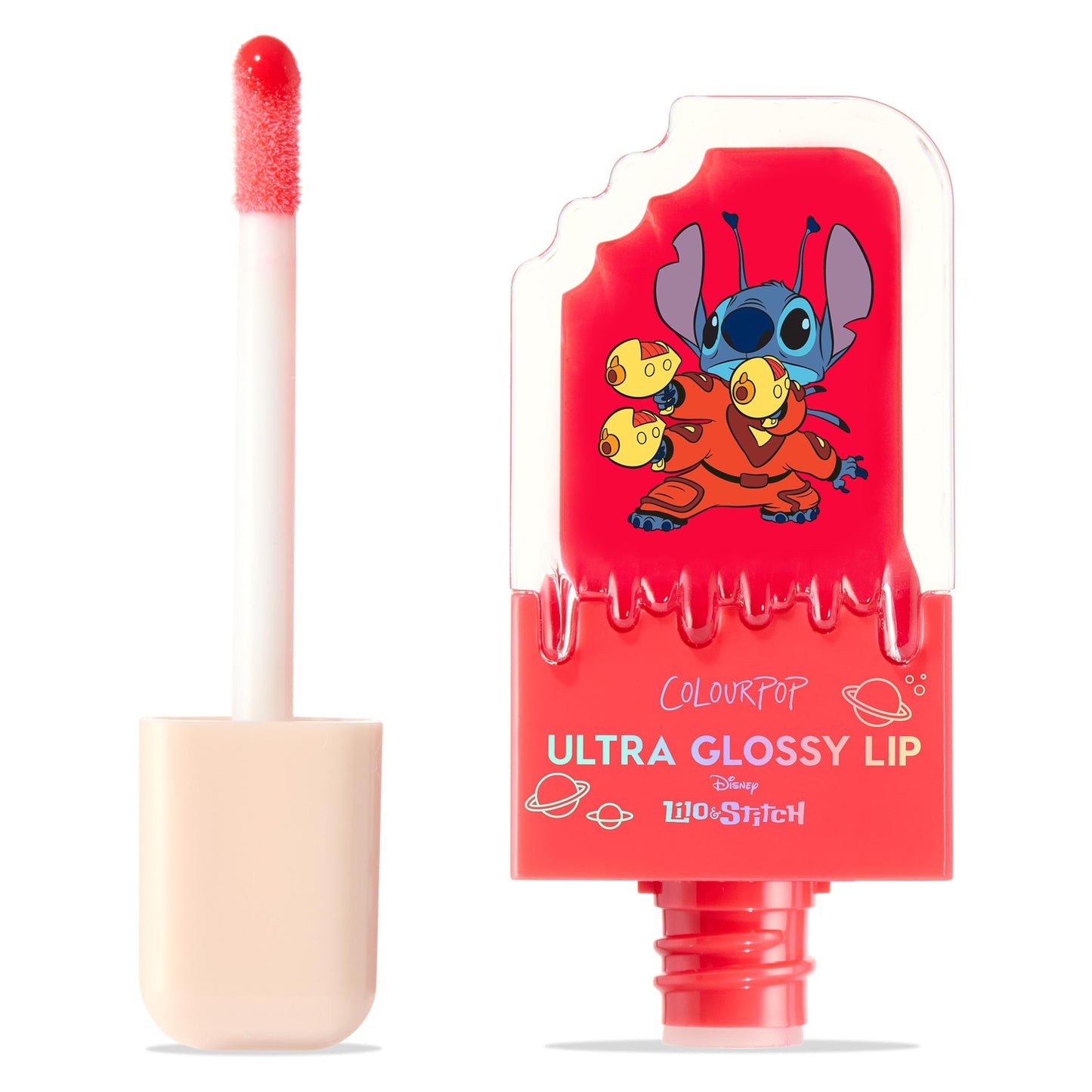 ColourPop x Stitch Ultra Glossy Lip Gloss - High-Shine, Non-Sticky & Hydrating Lip Gloss with a Flexible Paddle Applicator - Sheer Coral Red - Experiment 626 (0.24 Fl oz)