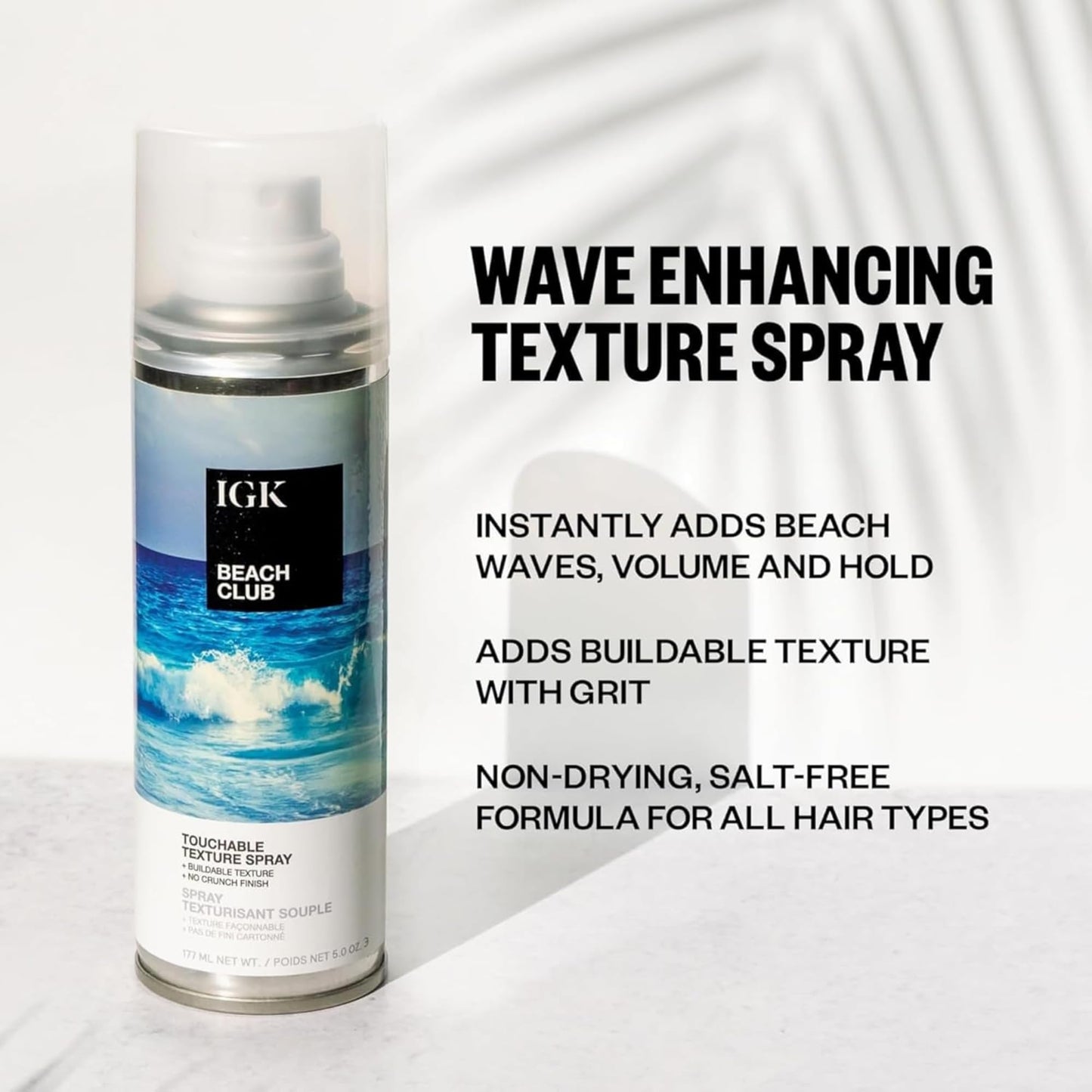 IGK BEACH CLUB Touchable Texture Spray Travel | Hold + Volume + Lightweight | Vegan + Cruelty Free | 1.7 Oz