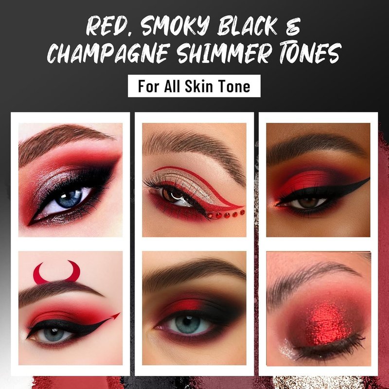 GKSHSU Chameleon Face Highlighter Palette, Multichrome Eyeshadow Shimmer Pigmented Powder, Holographic Sparkle Red Highlighter(Red)