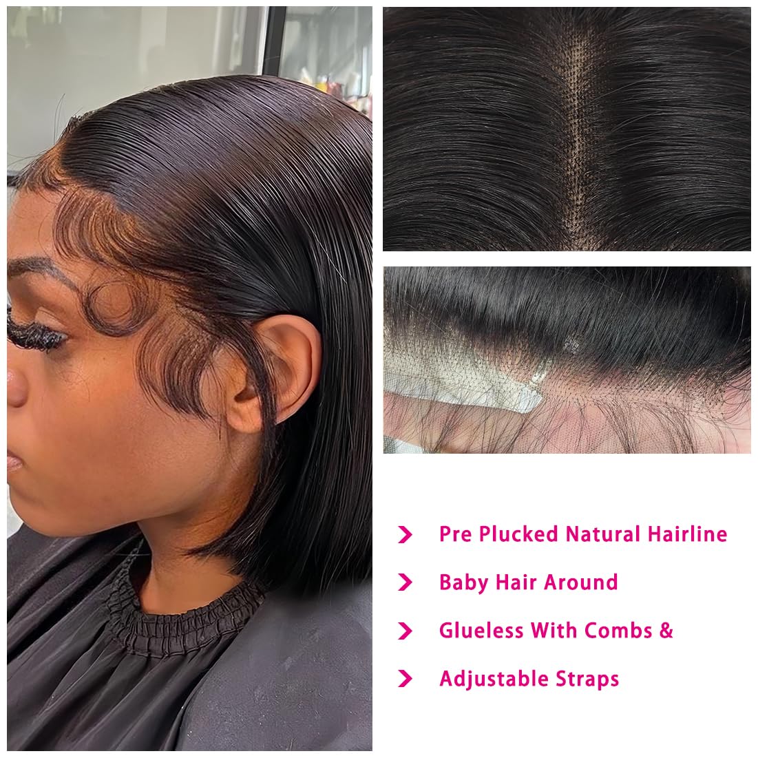 Straight Bob Wig Human Hair 13x4 Lace Front Wigs 200% Density Short Bob Wigs for Women HD Lace Front Wigs Human Hair Pre Plucked Short Wig Human Hair Natural Color 12inch