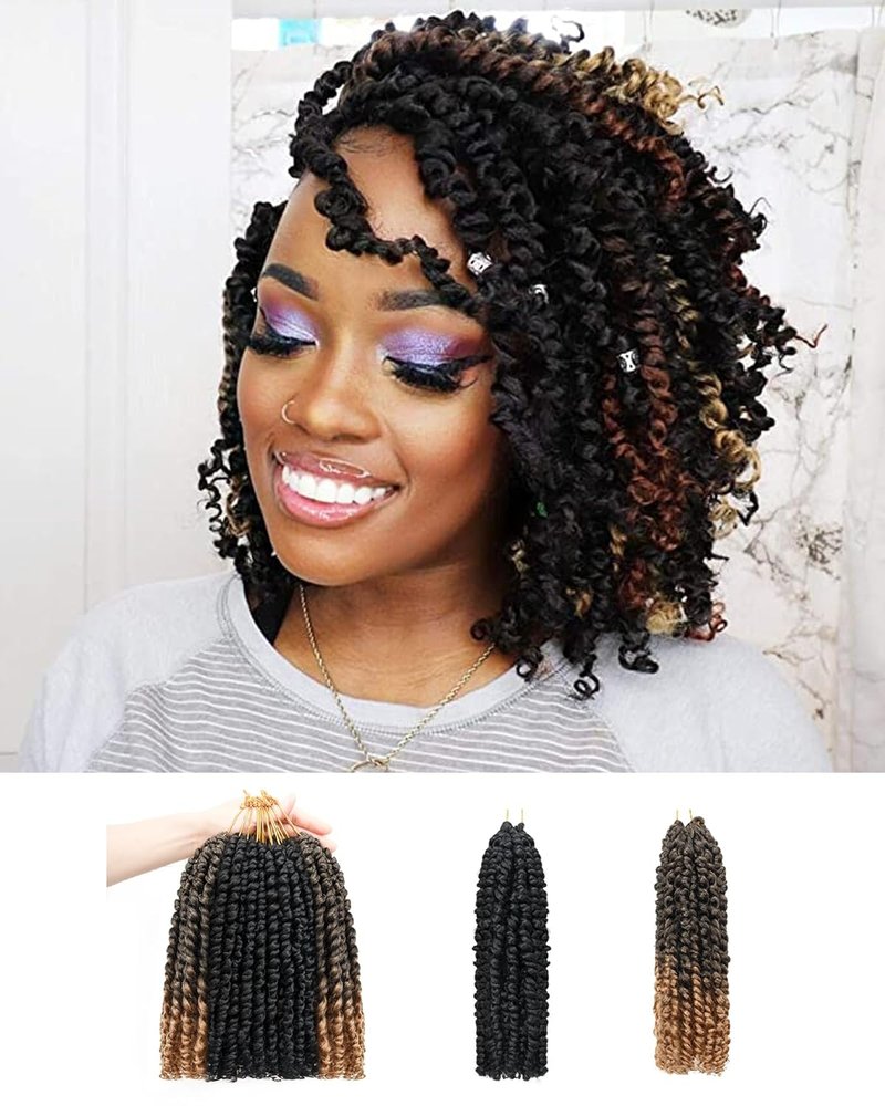 Passion Twist Crochet Hair - 10 Inches, 9 Packs, Super Soft & Bouncy Synthetic Extensions for Black Women | Mixed Color Combo (1B + T1B/27)
