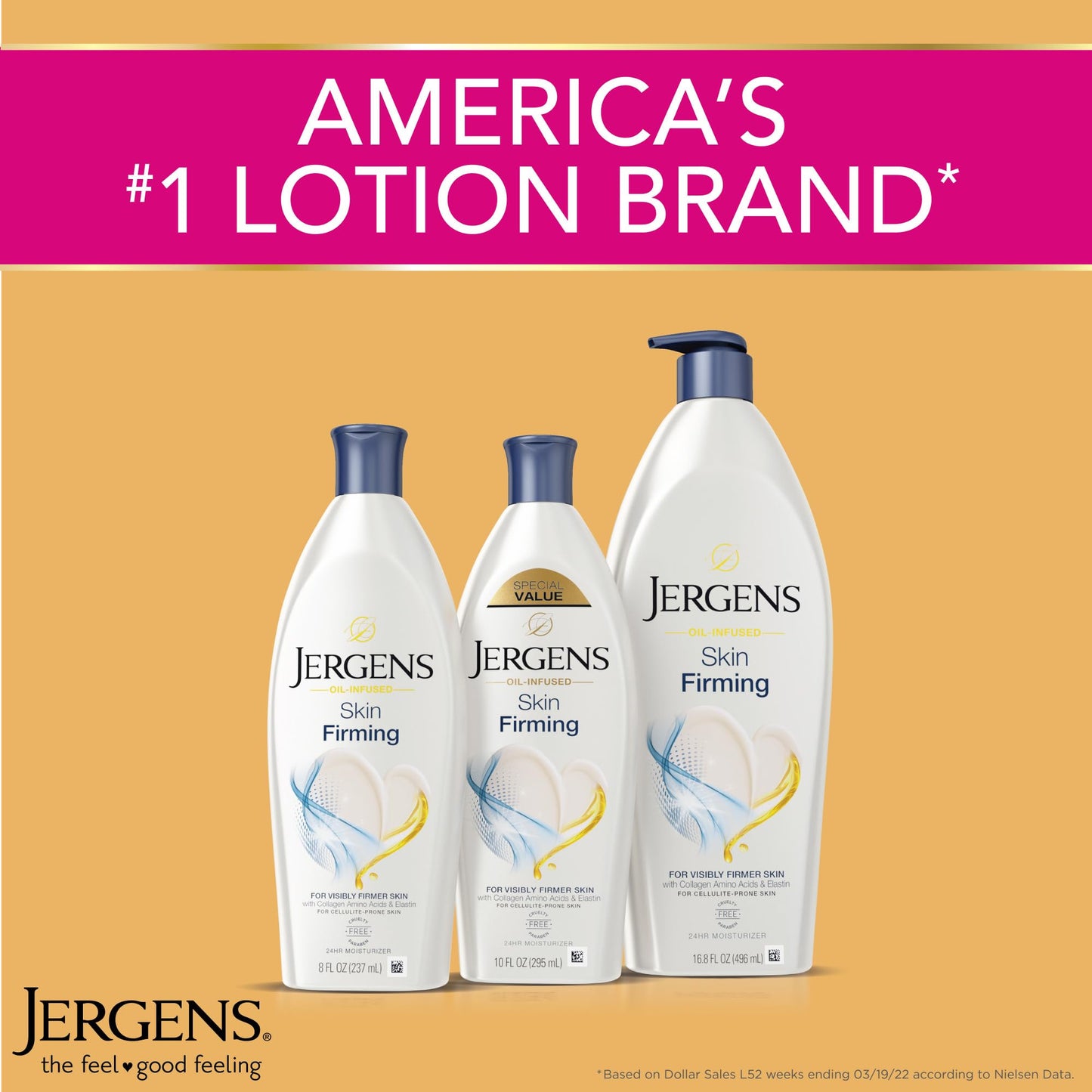 Jergens Skin Firming Body Lotion with Collagen & Elastin, 16.8 fl oz, 3pk