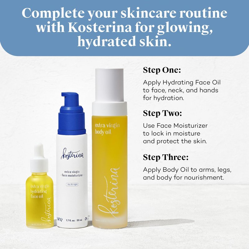 Kosterina Extra Virgin Daily Face Moisturizer | Hydrating, Soothing Natural Face Cream with Antioxidants, Olive Oil, Squalane & Hydroxytyrosol | 1.7 oz