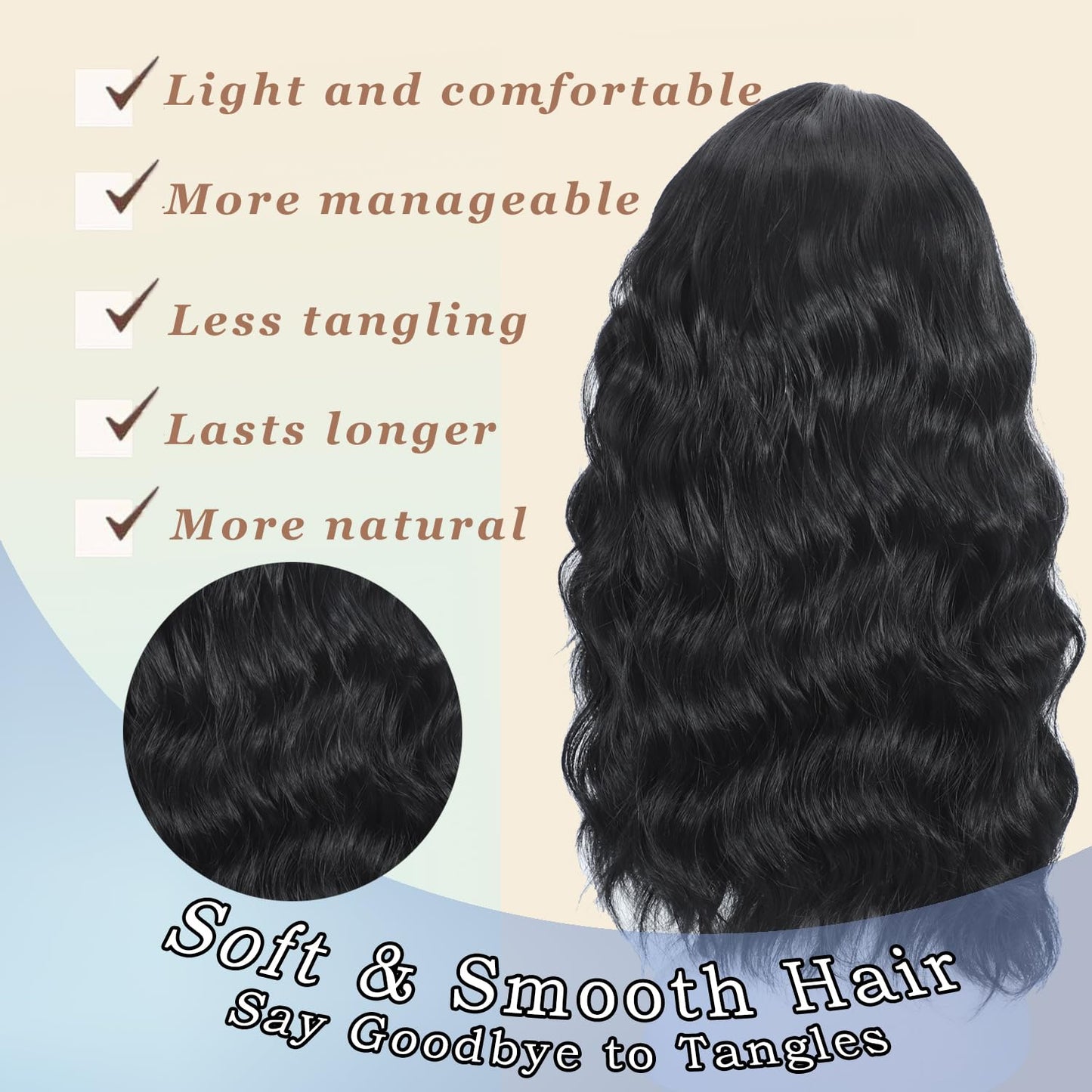QJBMHH Black Wigs for Women 18 Inch Medium Length Short Wavy Wig Middle Part Synthetic Heat Resistant Natural Looking for Daily Party Halloween Use