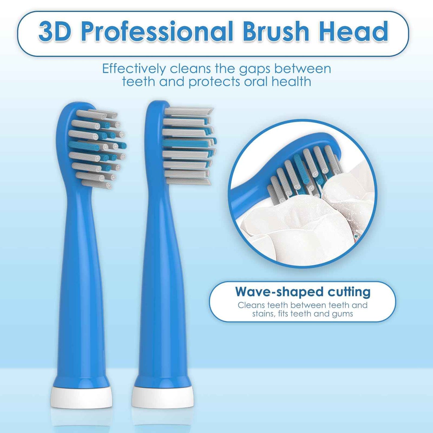 CHAIN PEAK Electric Toothbrush Heads for Kids 8620/8630 (Dark Blue 4 Pieces)