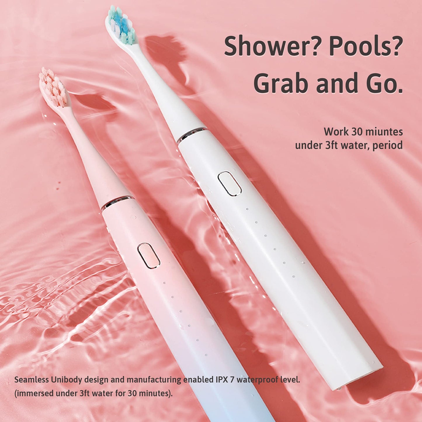 Oday N9000 Sonic Electric Toothbrush, 90% End-Rounding, 10 YR Warranty, 2,000 mAh Battery (180 Days), IPX7 Waterproof, 43,000 VPM (2nd Gen. 3S Sonic Motor), 5 Modes with Smart Timer, 6 Brush Heads
