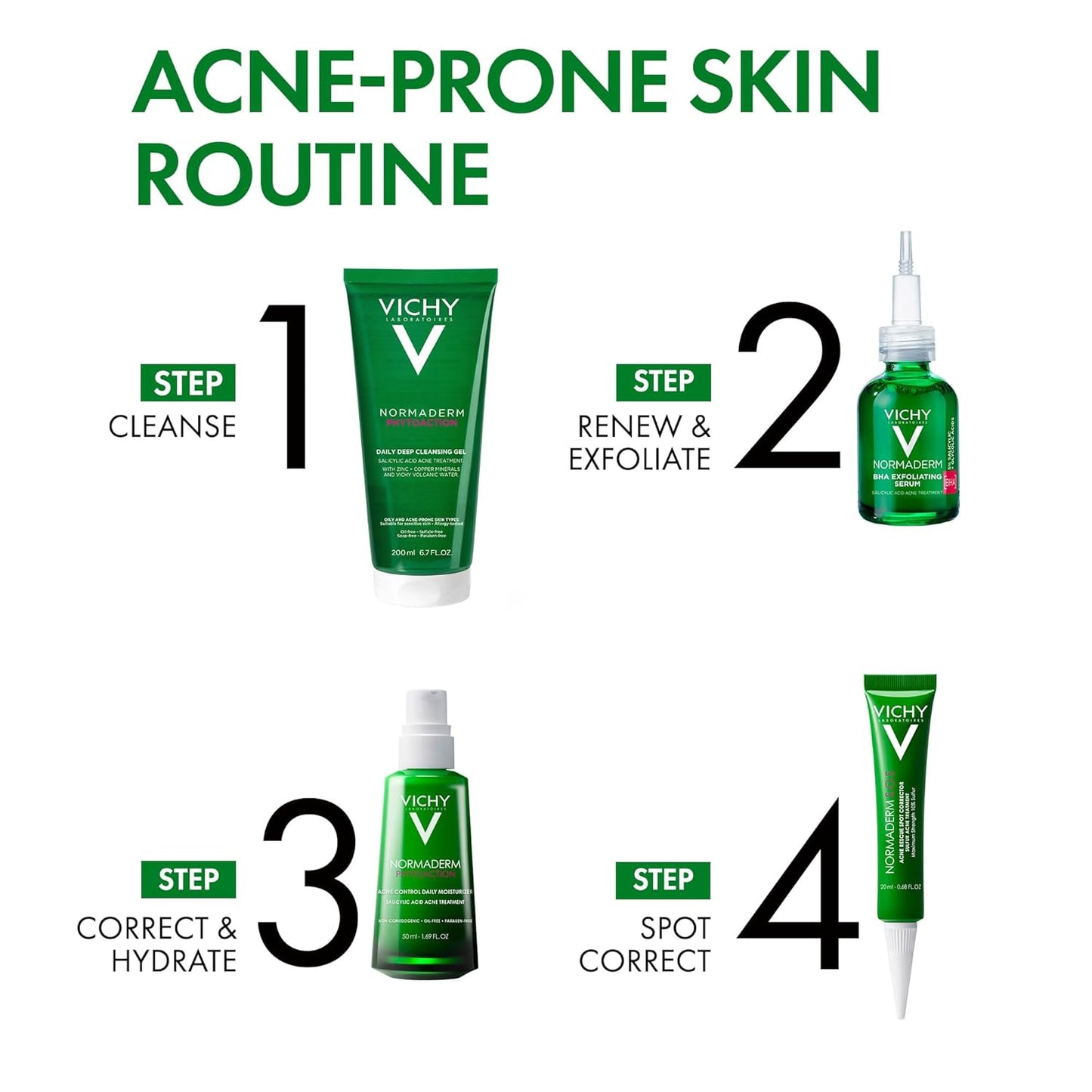 Vichy Normaderm BHA Exfoliating Serum - Salicylic Acid Acne Treatment with 4% Glycolic Acid | 1.01 Fl. Oz