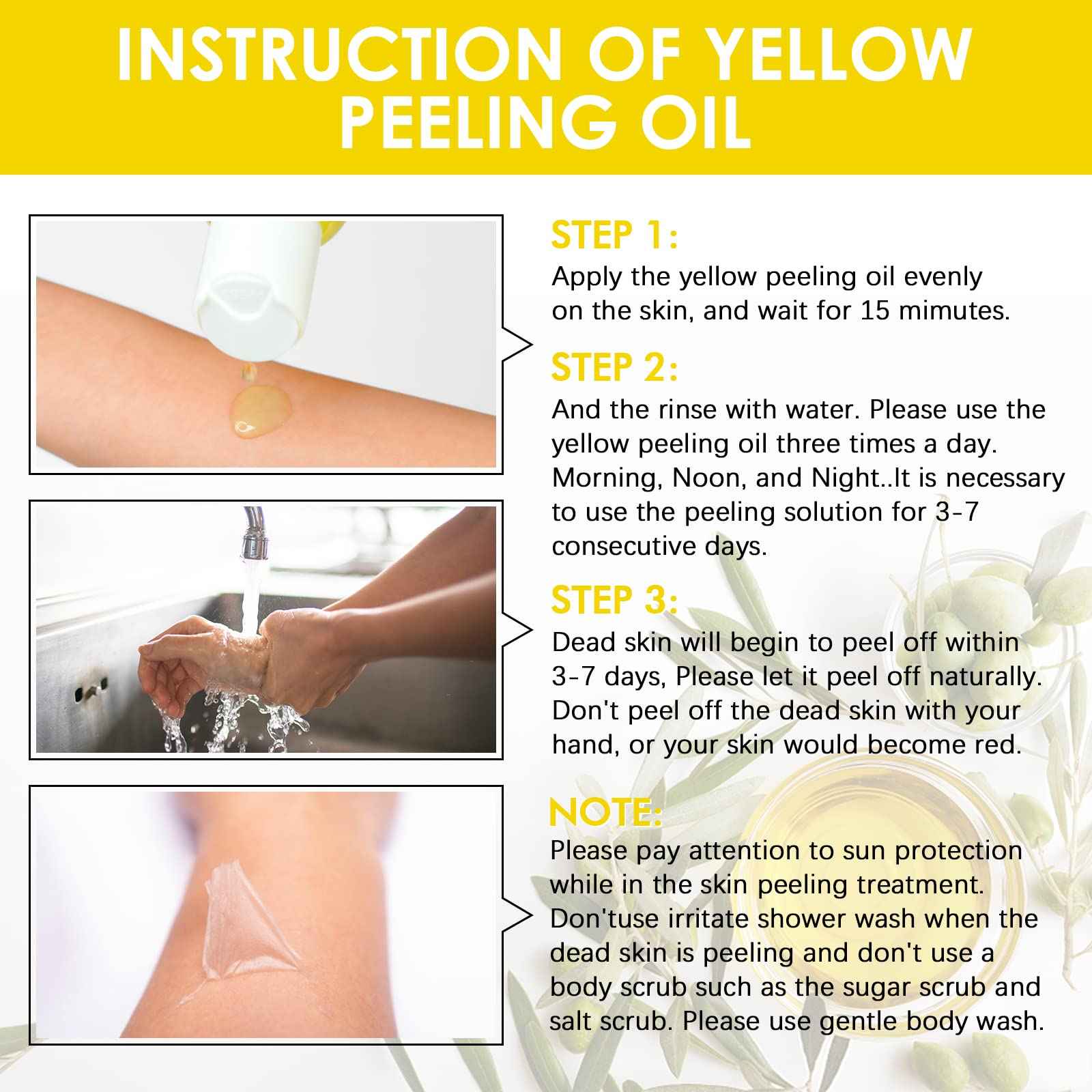 Yellow Peeling Oil Extra Strength Exfoliating Solution for Body - Dark Skin KP Bump Eraser Body Scrub Ingrown Hair Keratosis Pilaris Treatment