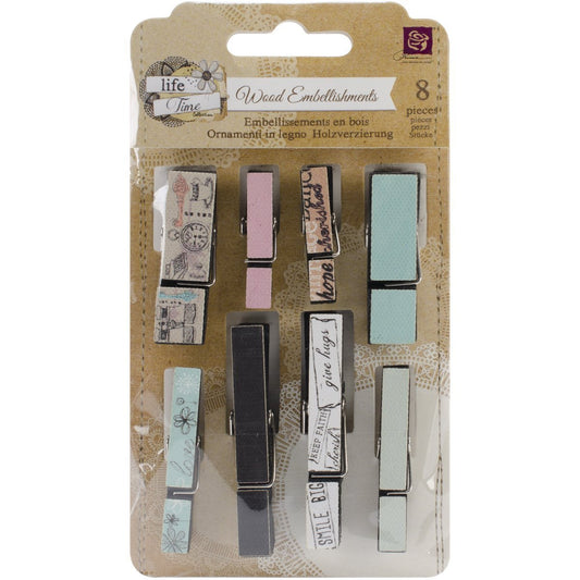 Prima Marketing Inc. Wood Embellishments-Lifetime Clips, Multiple