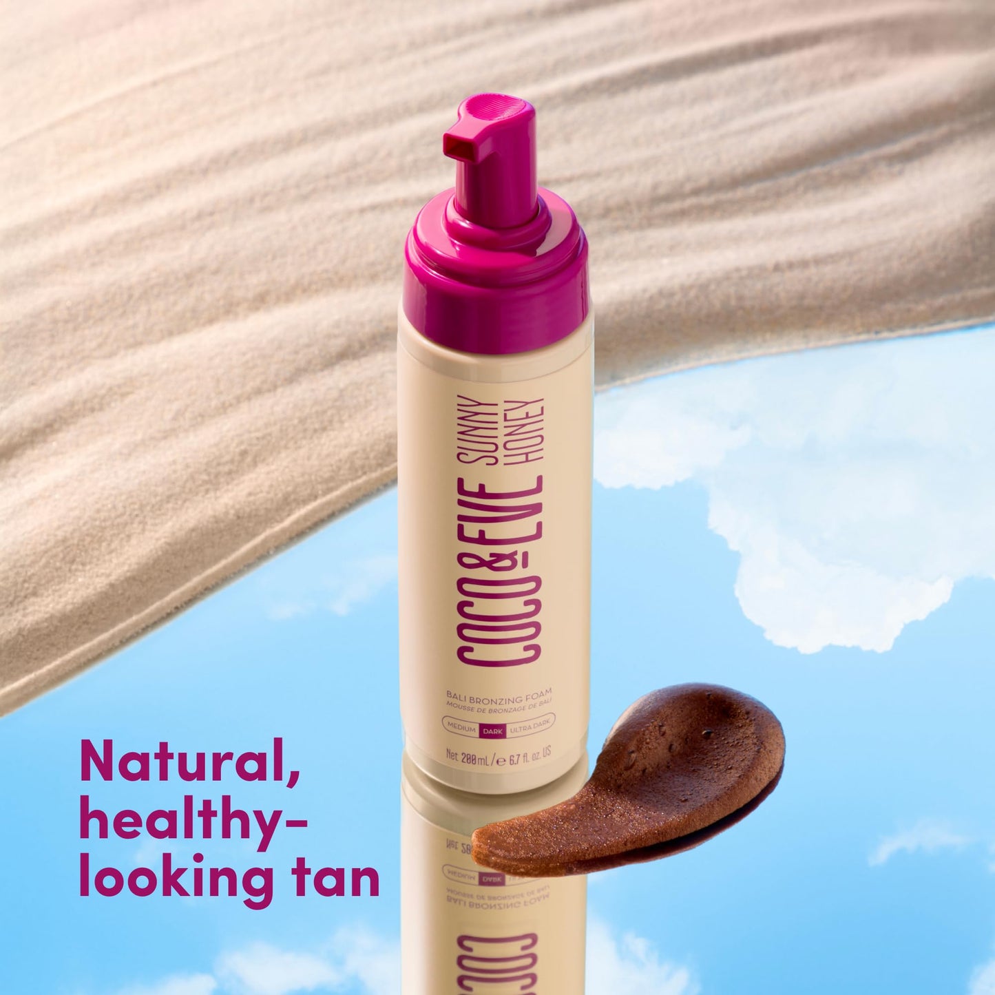 Coco & Eve Sunny Honey Self Tanner Foam - (Ultra Dark) Fast Drying, Streak-Free Sunless Tanning Mousse, Tropically Scented Lightweight Natural Looking Tan, Non-Sticky, Vegan, Cruelty Free | 6.7 Fl Oz
