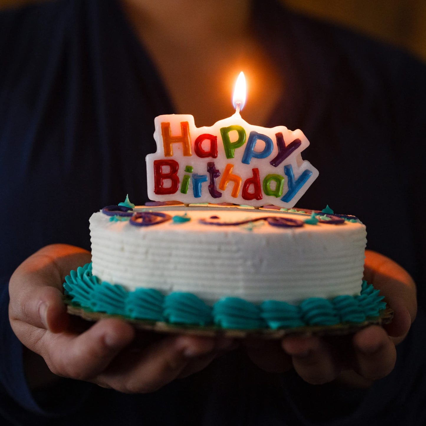 Chef Craft Select Happy Birthday Candle, 3 inch wide 1.5 inch tall, White