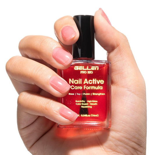 Gellen Active Glow Nail Polish One Step Ridge Filler Nail Strengthener with Hexanal & Pro-VE B5, Pomegranate Seed Oil for Healthier Glossier Nails, Ultra-Glowy Rose Mirror-Like Shine, 0.54 Fl Oz