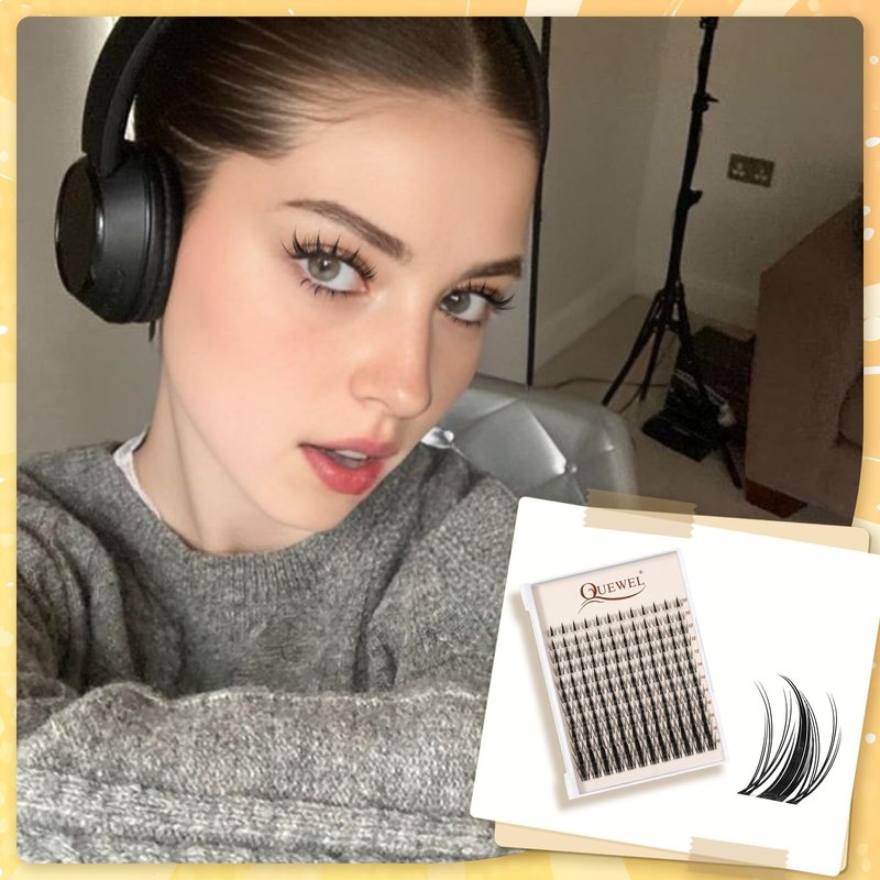 QUEWEL Lash Clusters Kit, 156 PCS Eyelash Clusters Kit D Curl Cluster Lahses Kit Include Mix10-18mm Lash Clusters Lash Bond and Seal Lash Tweezers Lash Cluster Glue Remover(QUBM-MIX10-18)