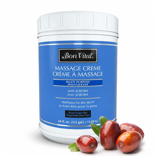 Bon Vital' Multi-Purpose Massage Crème, Professional Massage Cream with Aloe Vera to Relax Sore Muscles, Increase Circulation & Repair Dry Skin, Full Body Massage Moisturizer Cream, 1/2 Gallon Jar