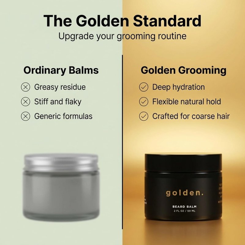 Beard Balm for Men - Tame Flyaways & Promote Thicker Growth - Natural Shea & Mango Butter, 2oz | Fresh Scent