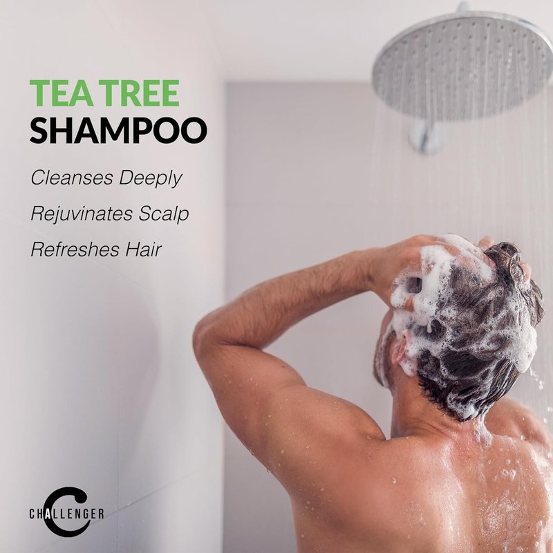 Challenger Tea Tree Shampoo & Peppermint Conditioner Combo - Itchy & Dry Scalp Relief | 2x 16oz