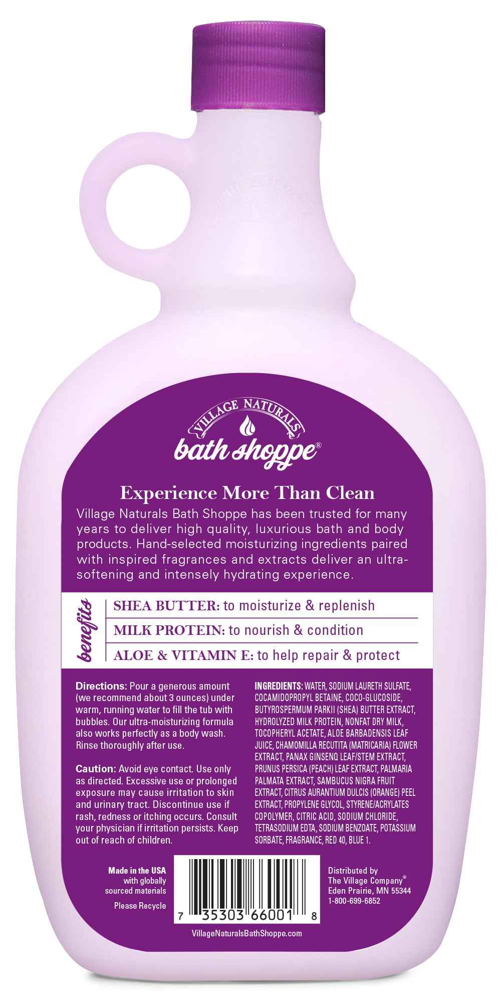 Village Naturals Bath Shoppe Moisturizing Lavender Chamomile Milk Bath - Hydrates Skin - Made with Shea Butter and Vitamin E (Pack of 2 Bottles, 28 fl oz Each)