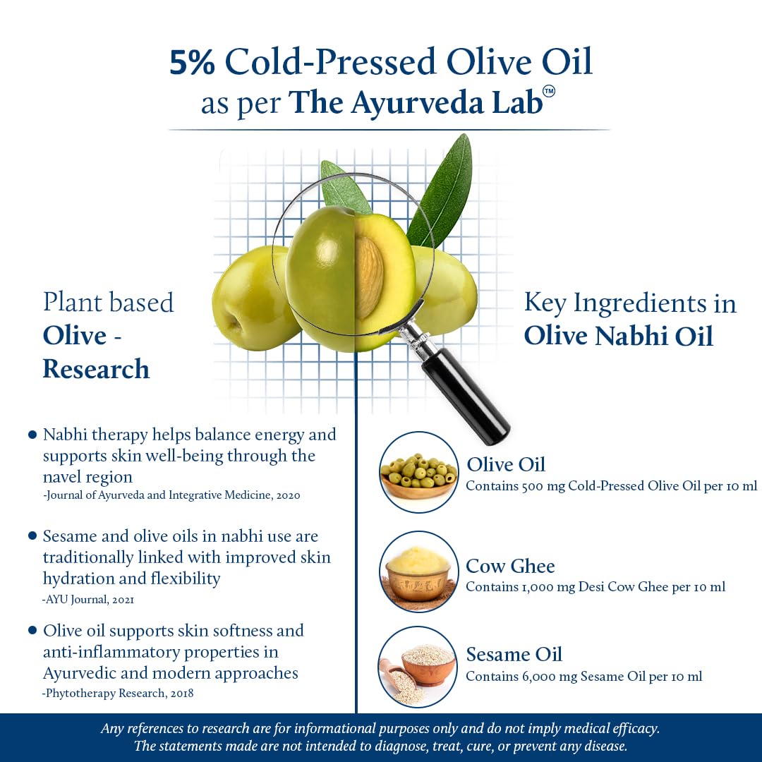 Blue Nectar Ayurveda Navel Oil with Ghee & Olive for Belly Oiling | Natural Belly Button (Nabhi) Oil for Radiant Skin & Deep Hydration (22 Herbs, 0.33Fl Oz)