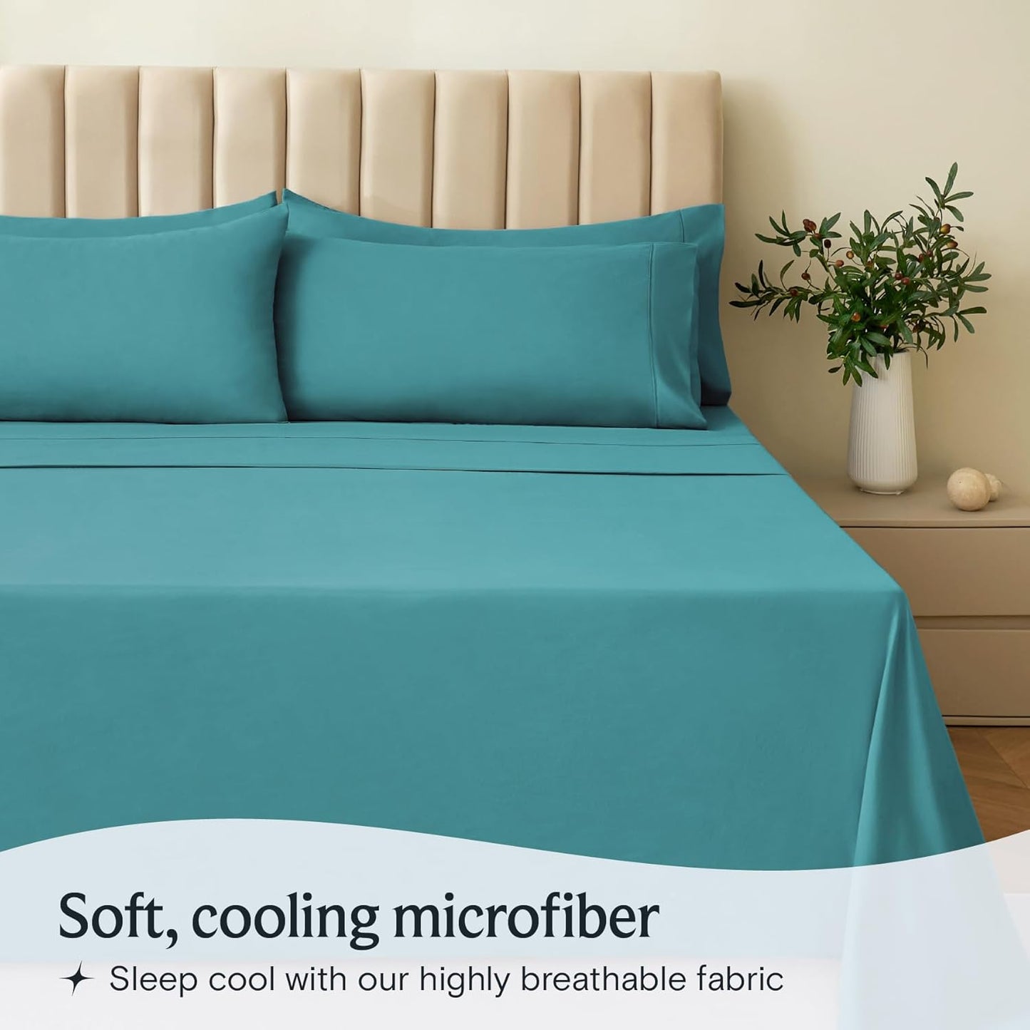 LuxClub Queen Sheet Set - Breathable Luxury Bed Sheets with Deep Pockets | Silky Soft & Wrinkle-Free - Teal