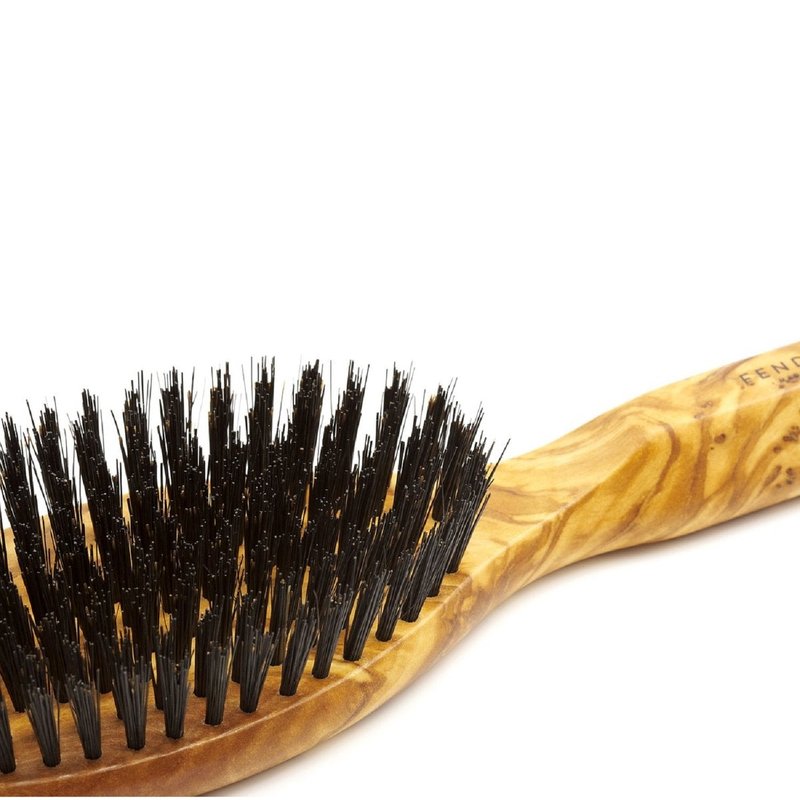 Fendrihan Men's Oval Hairbrush Pure Bristle with Real Olivewood Handle, Made in Germany