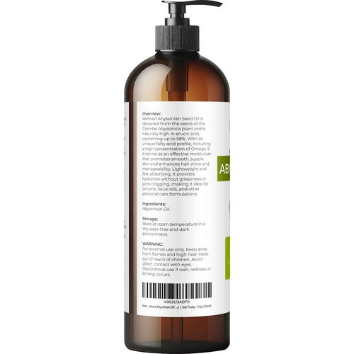 velona Abyssinian Oil 16 Fl Oz | 100% Pure and Natural Carrier Oil | Hair, Body Care | Use Today - Enjoy Results