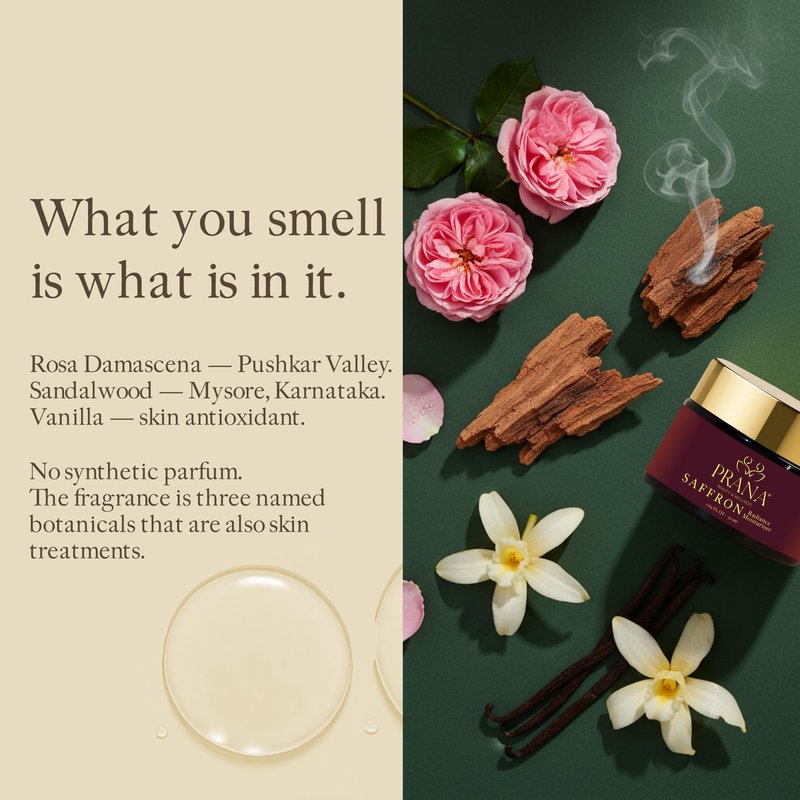 PRANA Saffron Radiance Face Moisturizer – Ayurvedic Hydrating Cream with Saffron, Ashwagandha, Bakuchiol & Shea butter – Daily Moisturizer for Skin Repair & Radiance – Vegan & Cruelty-Free (50ml)