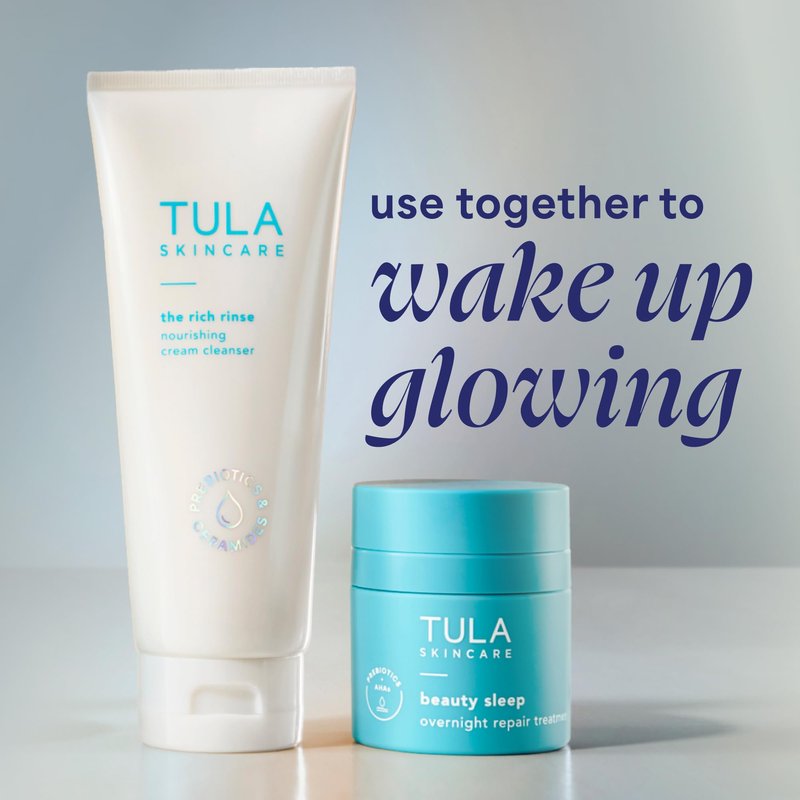 TULA Skin Care Beauty Sleep Overnight Repair Treatment - Anti-Aging, Night Cream, Contains Natural Peptides, AHAs, & Vitamin C to Reduce the Appearance of Lines and Dull Tone, 1.7 oz.