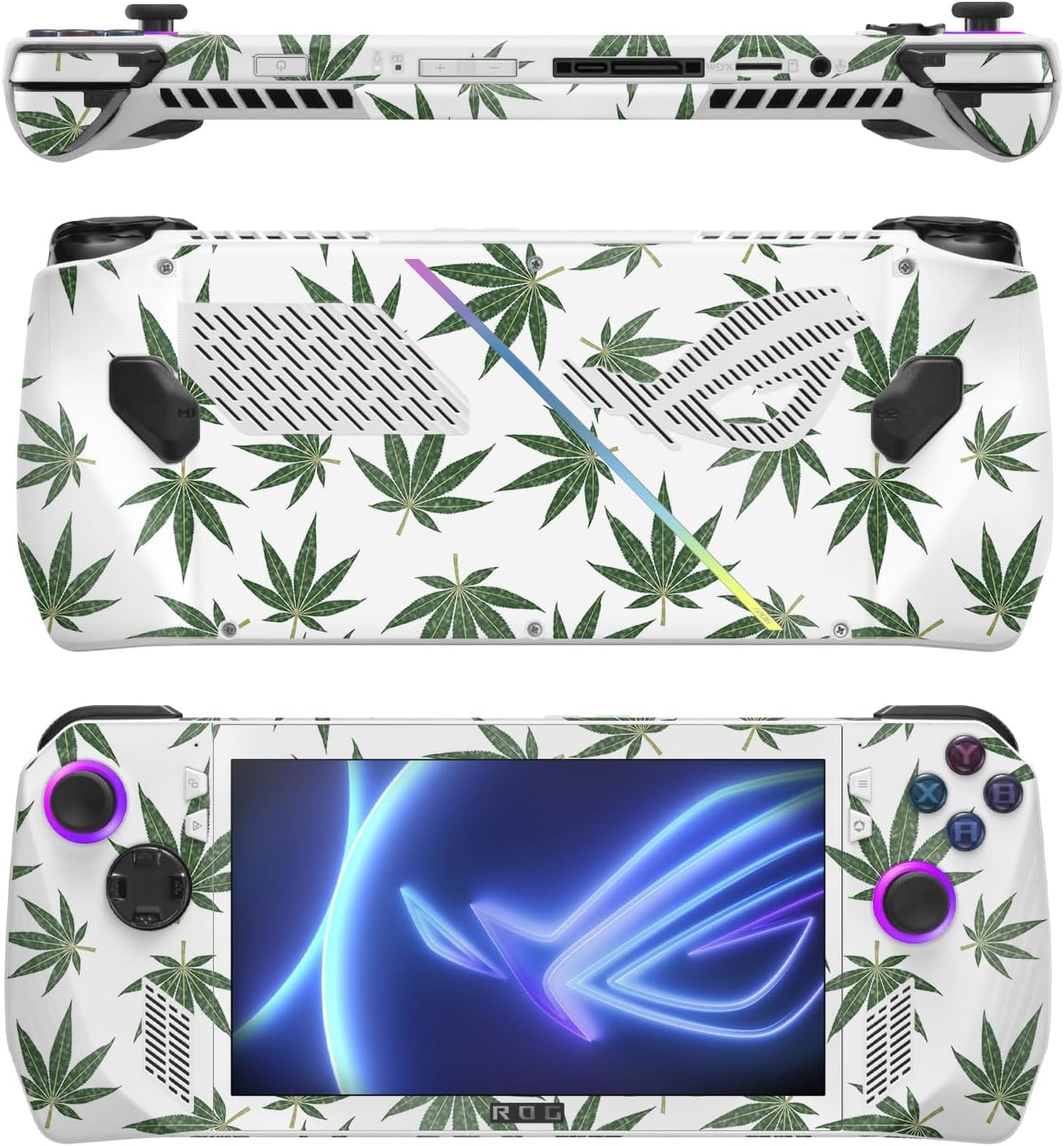 Asus ROG Ally Skin - Glossy Glitter Finish with Pot Leaves Design | Durable & Easy to Apply