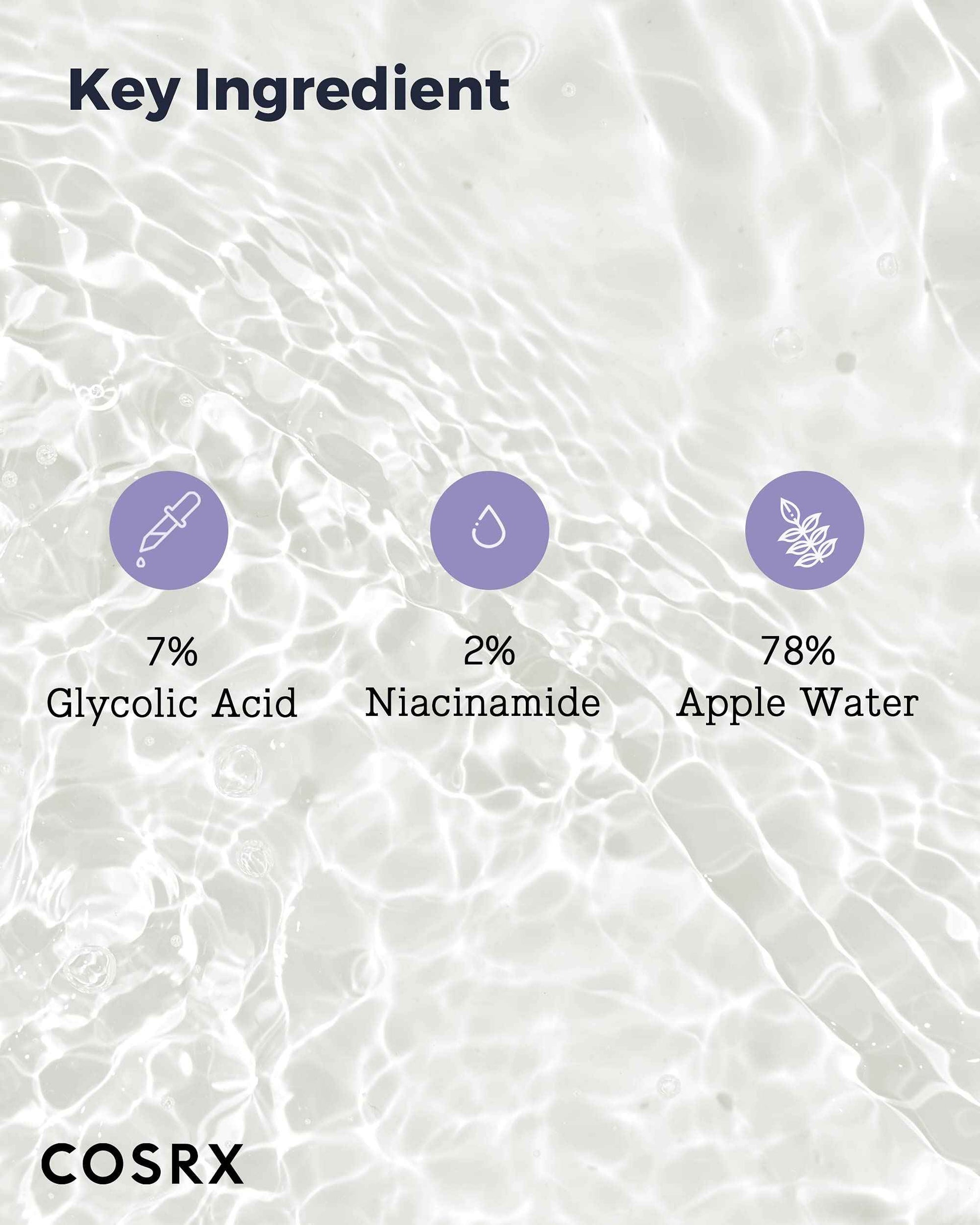 COSRX 7% Glycolic Acid Whitehead Removing Power Liquid, 3.38 fl.oz, AHA Exfoliant, Exfoliating Toner for Face & Body, Pore Minimizer, Korean Skin Care