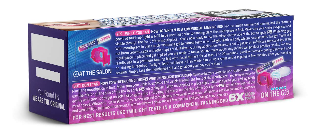 Twilight Teeth Whitening Kit | Specially Designed Kit Includes Whitener Gel, Mouthpiece For Tanning Bed Use & A Powerful UV Light Mouthpiece For At Home Whitening | No Rinse Gel Whitener Formula