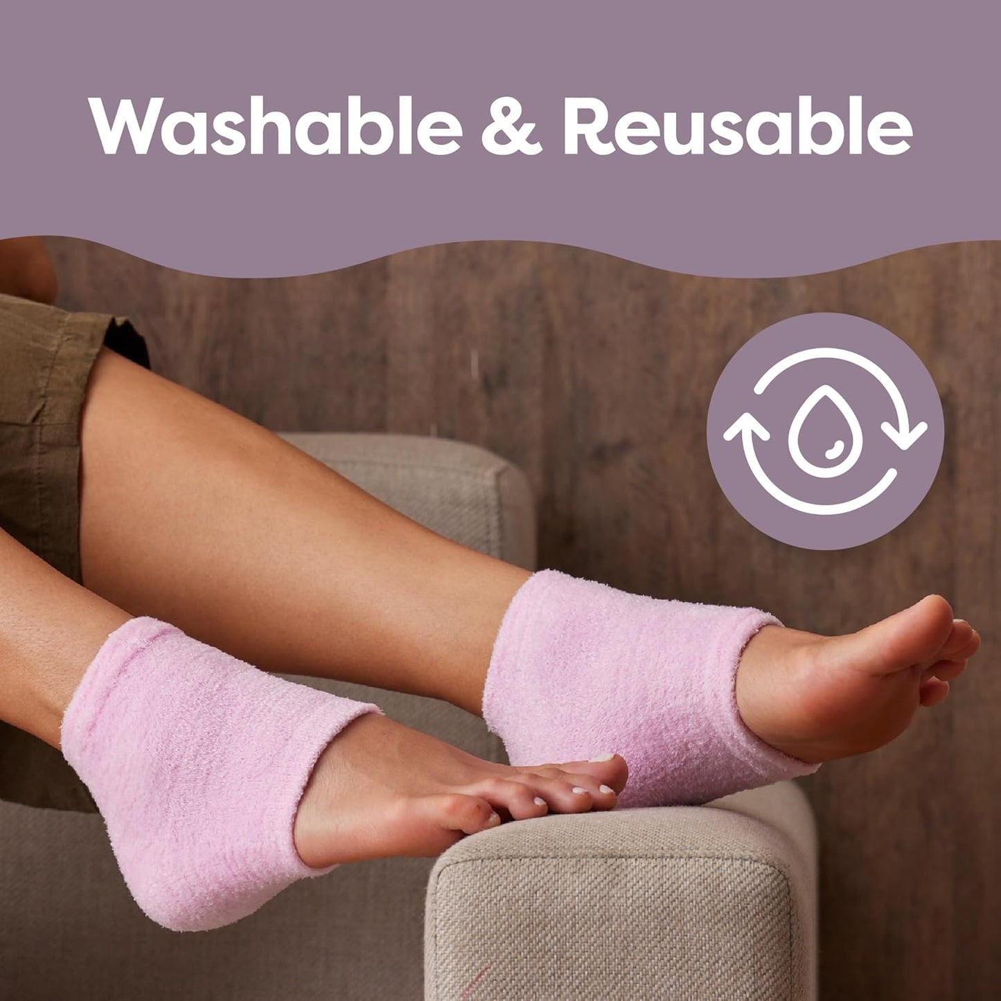 Moisturizing Heel Socks with Natural Hydrating Foot Balm Bundle | Fuzzy Pink Home Pedicure Gift Set