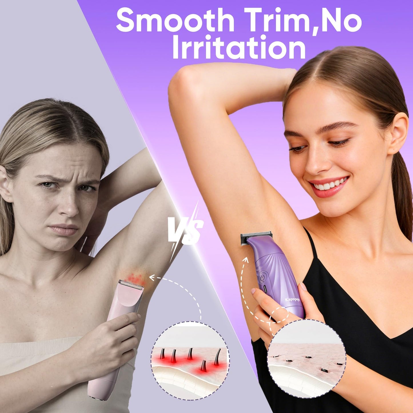 2-in-1 Electric Shaver for Women, Dual Head Bikini Trimmer