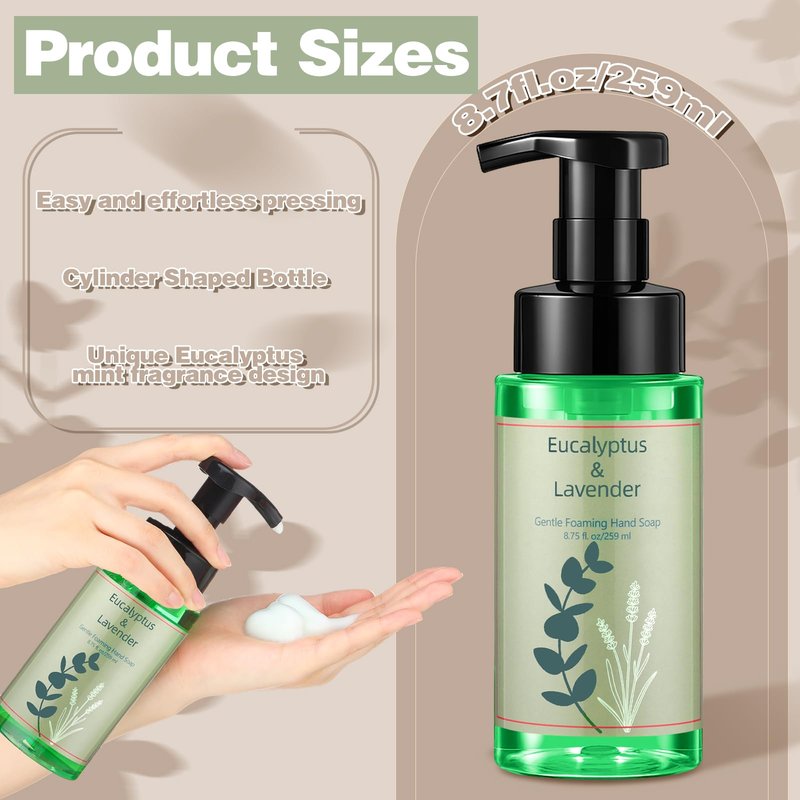 Swiffen 6 Pack Eucalyptus Foaming Hand Soap with Pump Care Moisturizing Liquid Eucalyptus Scented Foam Hand Wash 2026 New Year Gifts for Kitchen Bathroom Family Teacher Staff 8.75 Fl. oz