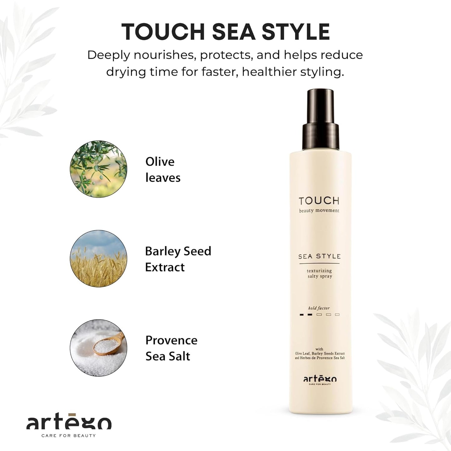Artègo TOUCH Sea Style Salt Spray - Texturizing Beach Waves for Volume & Frizz Control | 8.5 fl oz