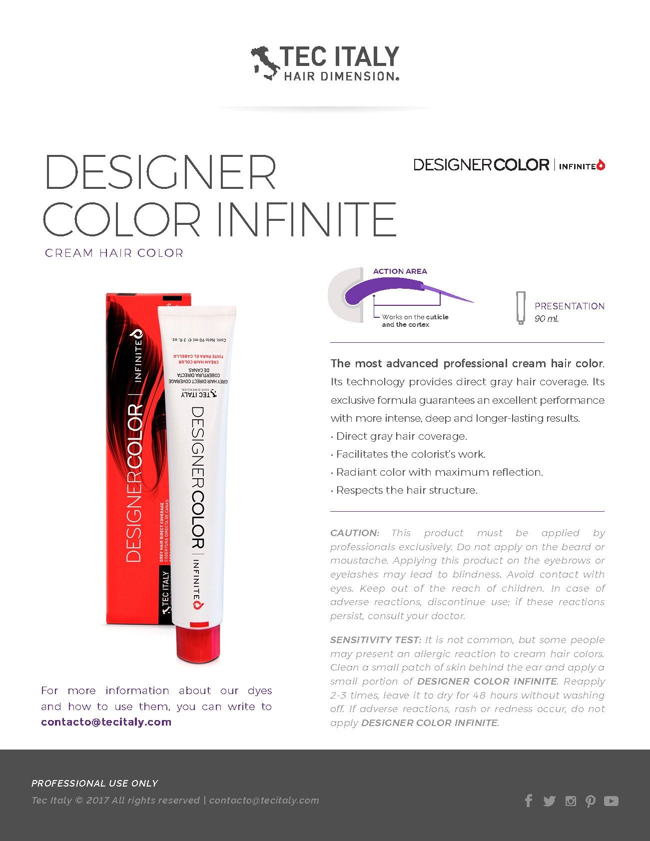 Tec Italy Designer Color Infinite - Naturales/Naturals Hair Color Tube - 3 oz (#10 - Extra Light Blonde)