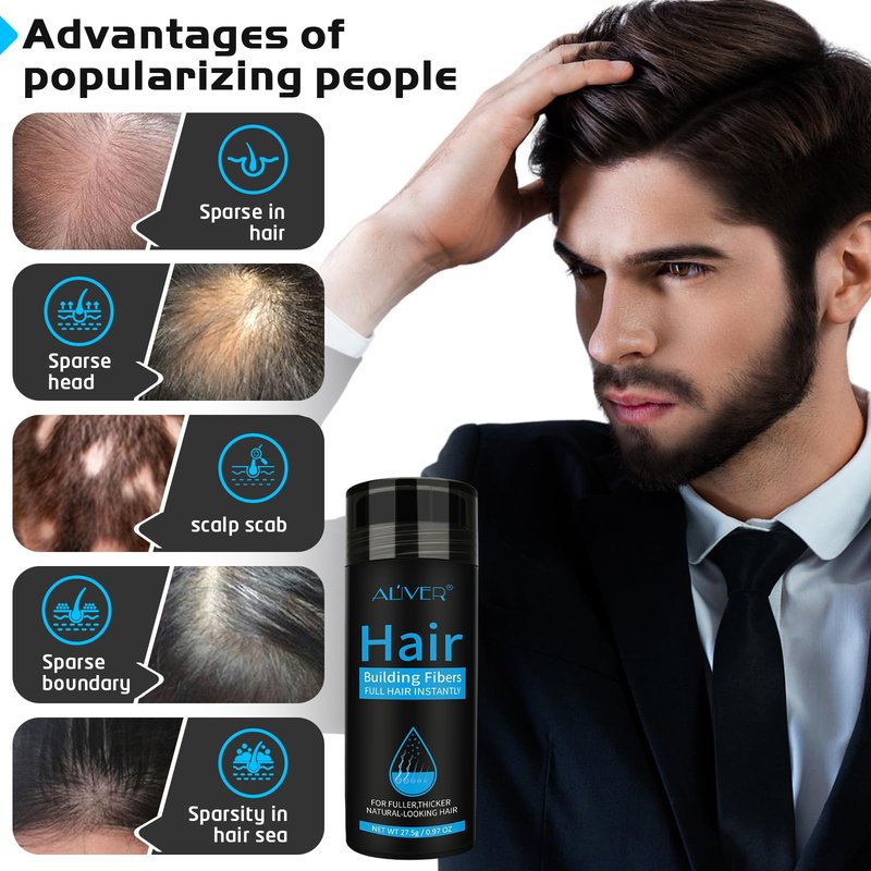 ALIVER Hair Fibers for Thinning Hair for Women & Men, Extra Spray Applicator, Black, 27.5 Gr Hair Powder Bald Spot Cover Up, Instantly Hair Filler, Undetected & Natural