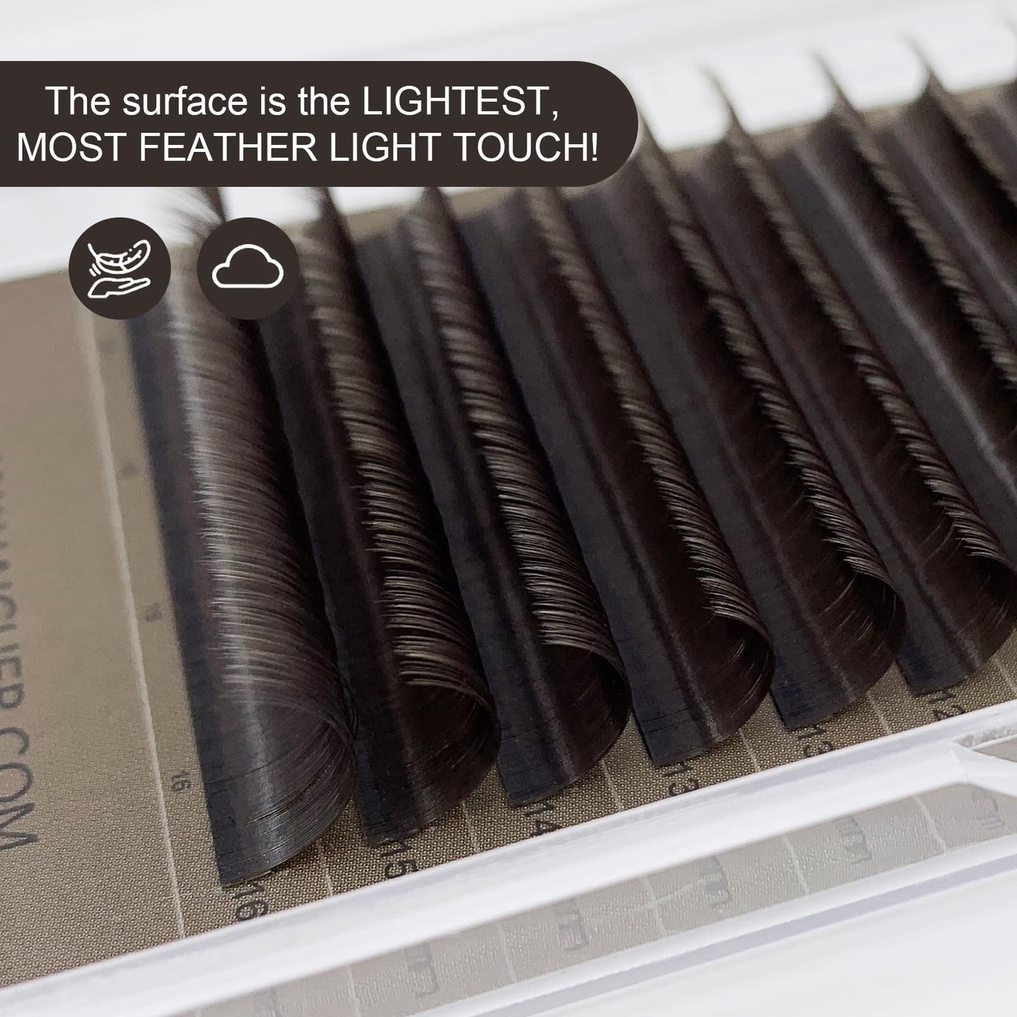 HAICHER Brown Lash Extensions 03 05 07 C D Curl 8-16mm Mixed, Colored Lash Trays for Eyelash Extension (Dark Brown, 0.05 D 8-16mm)