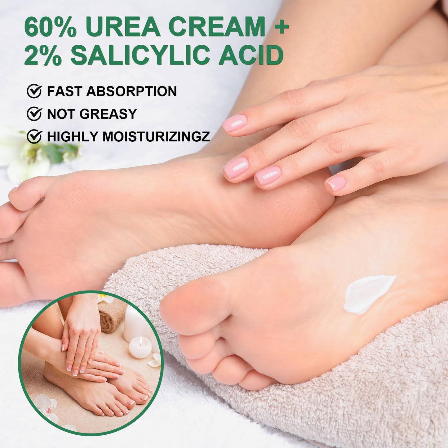 LEBARED Urea Cream 40 Percent For Feet Maximum Strength, Plus 2% Salicylic Acid with Hyaluronic Acid, Urea Foot & Hand Cream for Dry Cracked, 4.6 oz