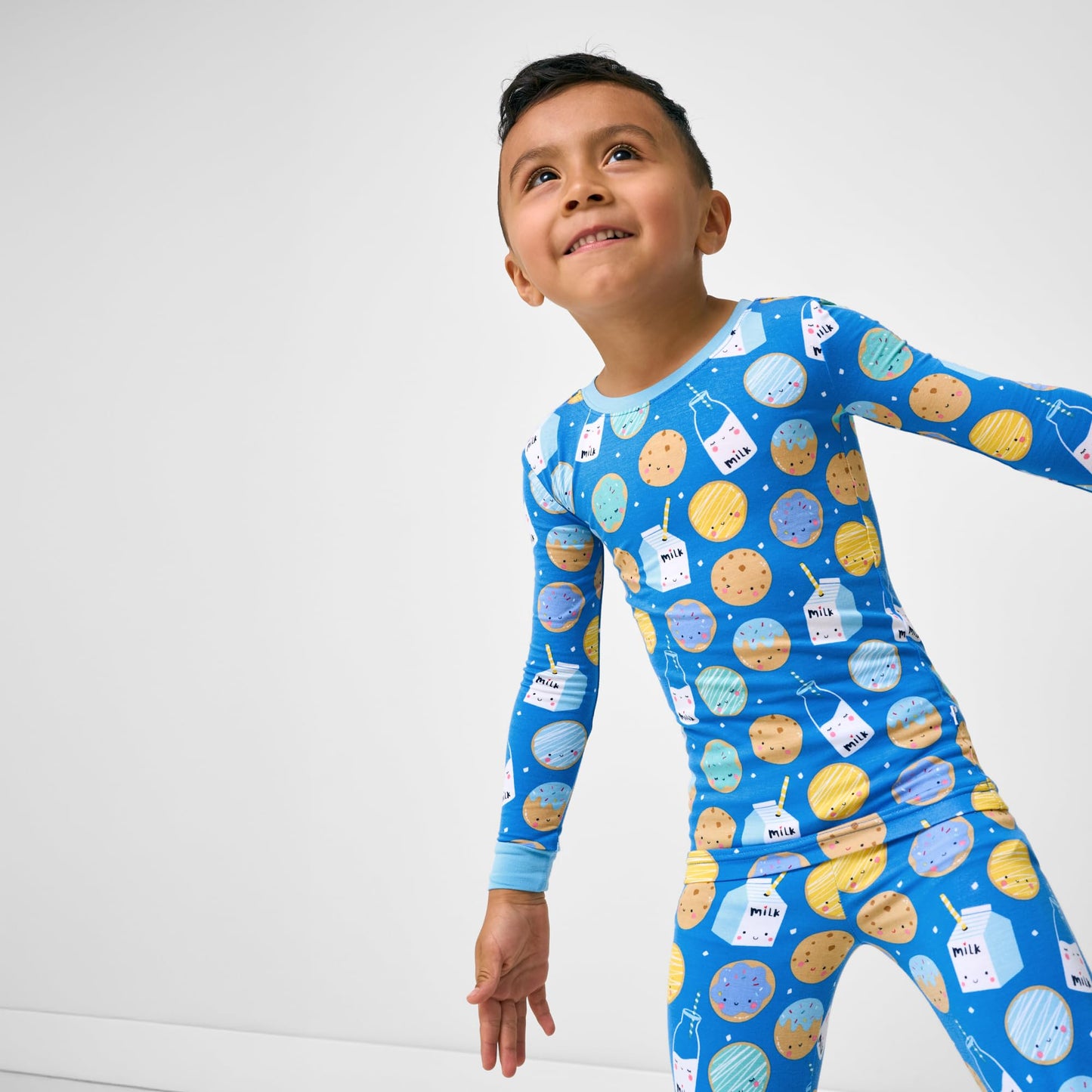 Little Sleepies Two-Piece Pajama Set for Boys & Girls, Soft Viscose from Bamboo Toddler Pajamas for Kids, Family Matching PJs, Blue Cookies & Milk, 18-24M