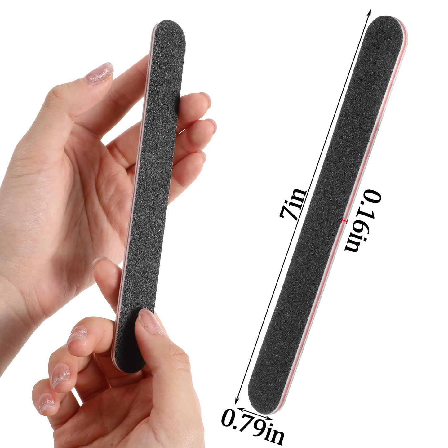 Nail Files (200 Pack), Professional Emery Board 100/180 Grit Nail File Double Sided Emory for Natural and Acrylic Nails Fingernail Files for Gel Nail Reusable Manicure Disposable Pedicure Black