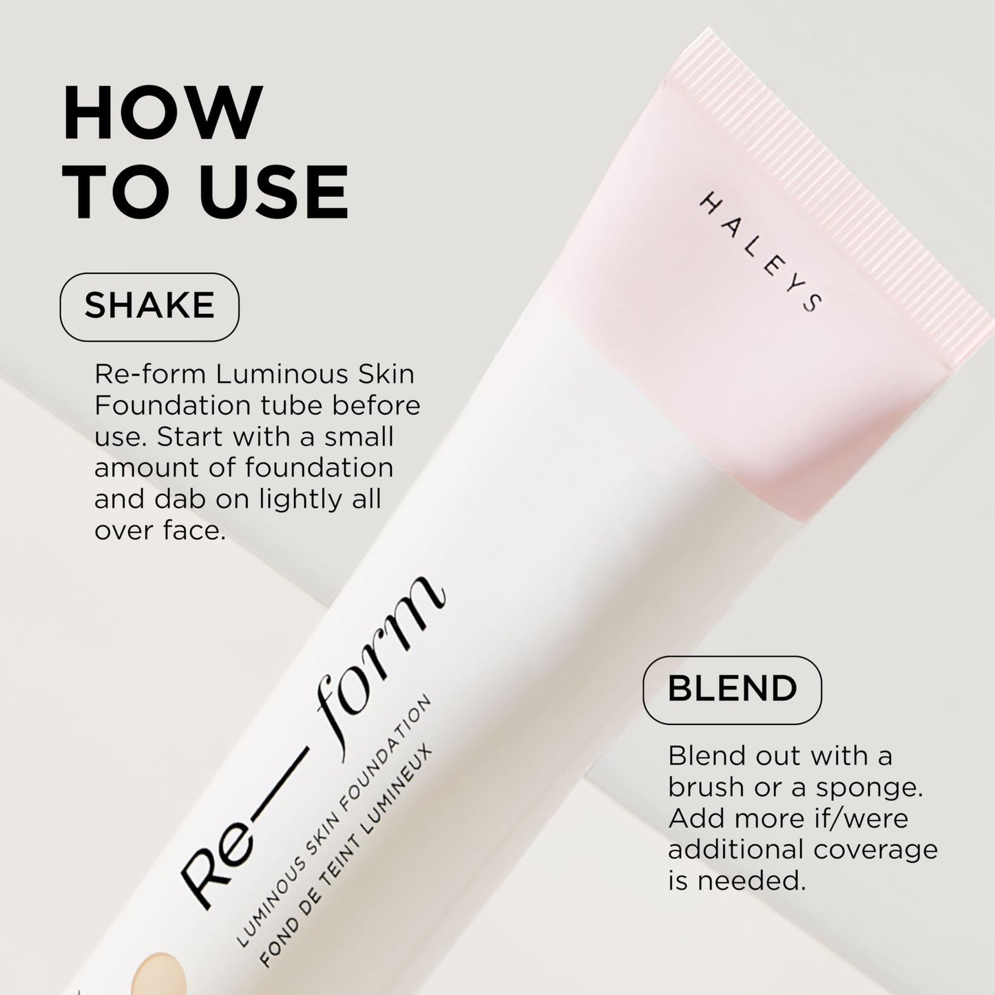 HALEYS Re-form Luminous Skin Foundation, VEGAN + CRUELTY-FREE, Blurs, Conceals, Blendable, Buildable Med-to-Full Coverage, Weightless, Oil-free, All-Day Wear, Hyaluronic Acid, All skin types (2.5)