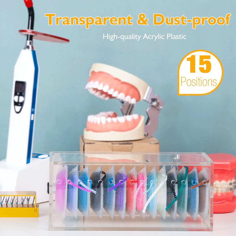 faruijie Power Chain Organizer Case - Dental Orthodontic Elastic Rubber Chain Dispenser Orthodontic Braces Rubber Band Acrylic Holder with Lid