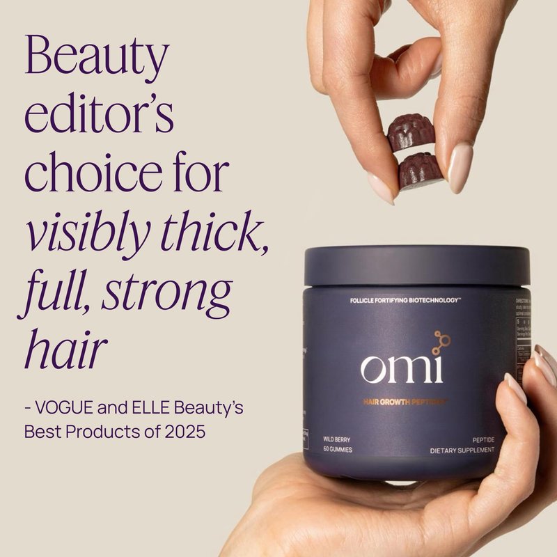 OMI - Peptides for Hair Growth, Gummies for Women with Patented Follicle Fortifying Biotechnology, Now in Delicious Wild Berry Flavor (60 Gummies)