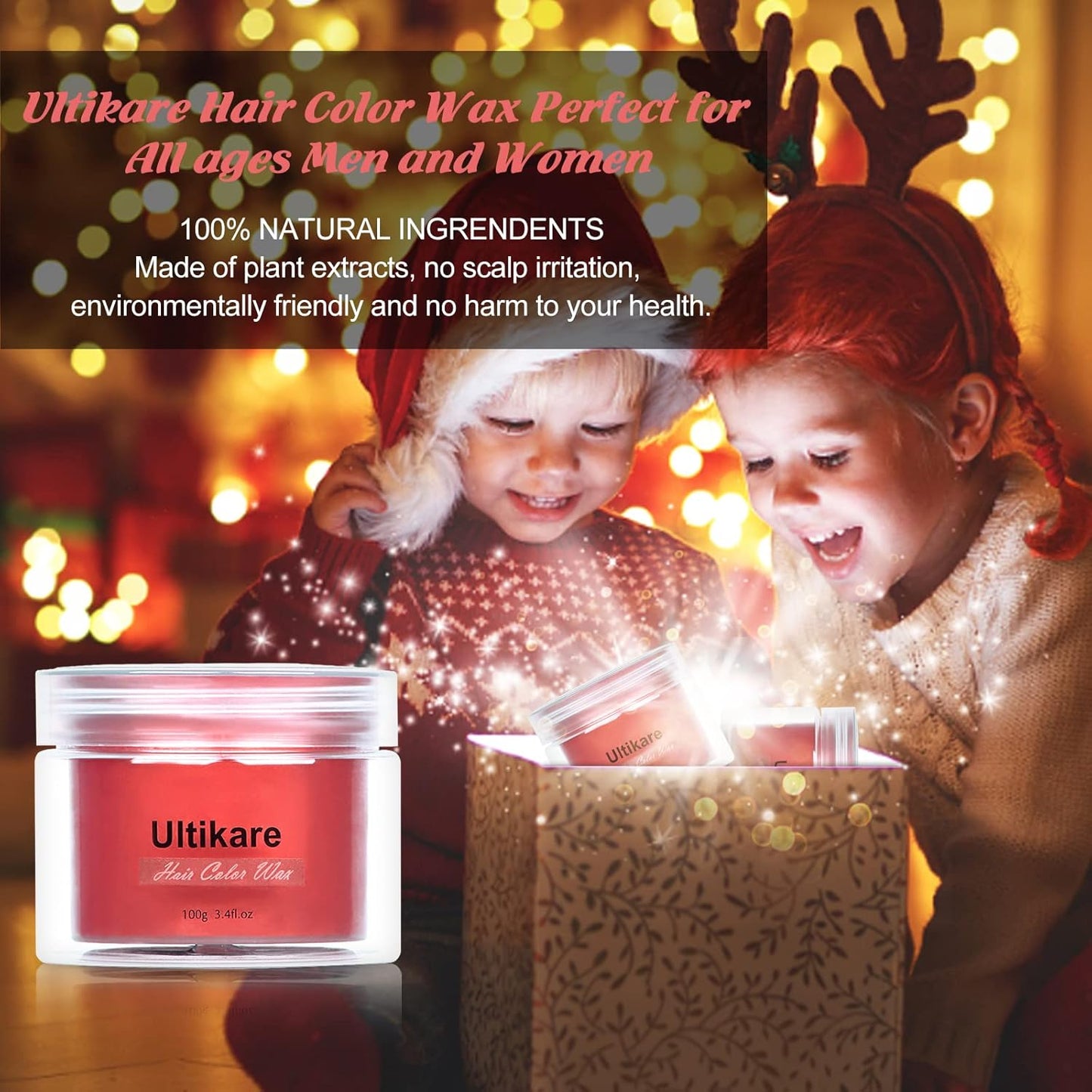 Temporary Hair Color for Kids, Ultikare Orange Hair Dye Washable Natural Hair Wax Color Chalk Mud Cream DIY Hairstyle Clay For Dark Hair Halloween, Cosplay, Party, Christmas Gift Girls 3.4 Fl Oz