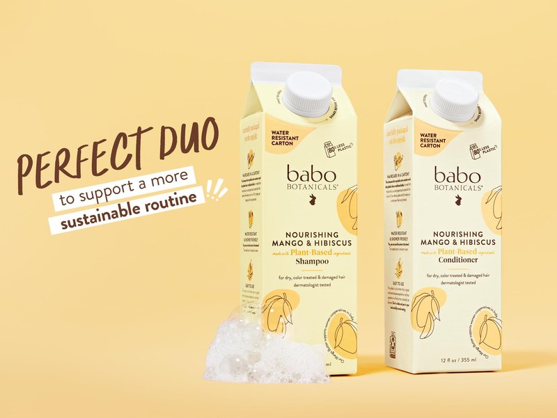 Babo Botanicals Nourishing Mango & Hibiscus Shampoo - For Dry, Damaged, Color-Treated Hair – Moisturize & Soften - Passion Fruit Ferment for scalp - Water-Resistant Carton w. 80% Less Plastic – Vegan