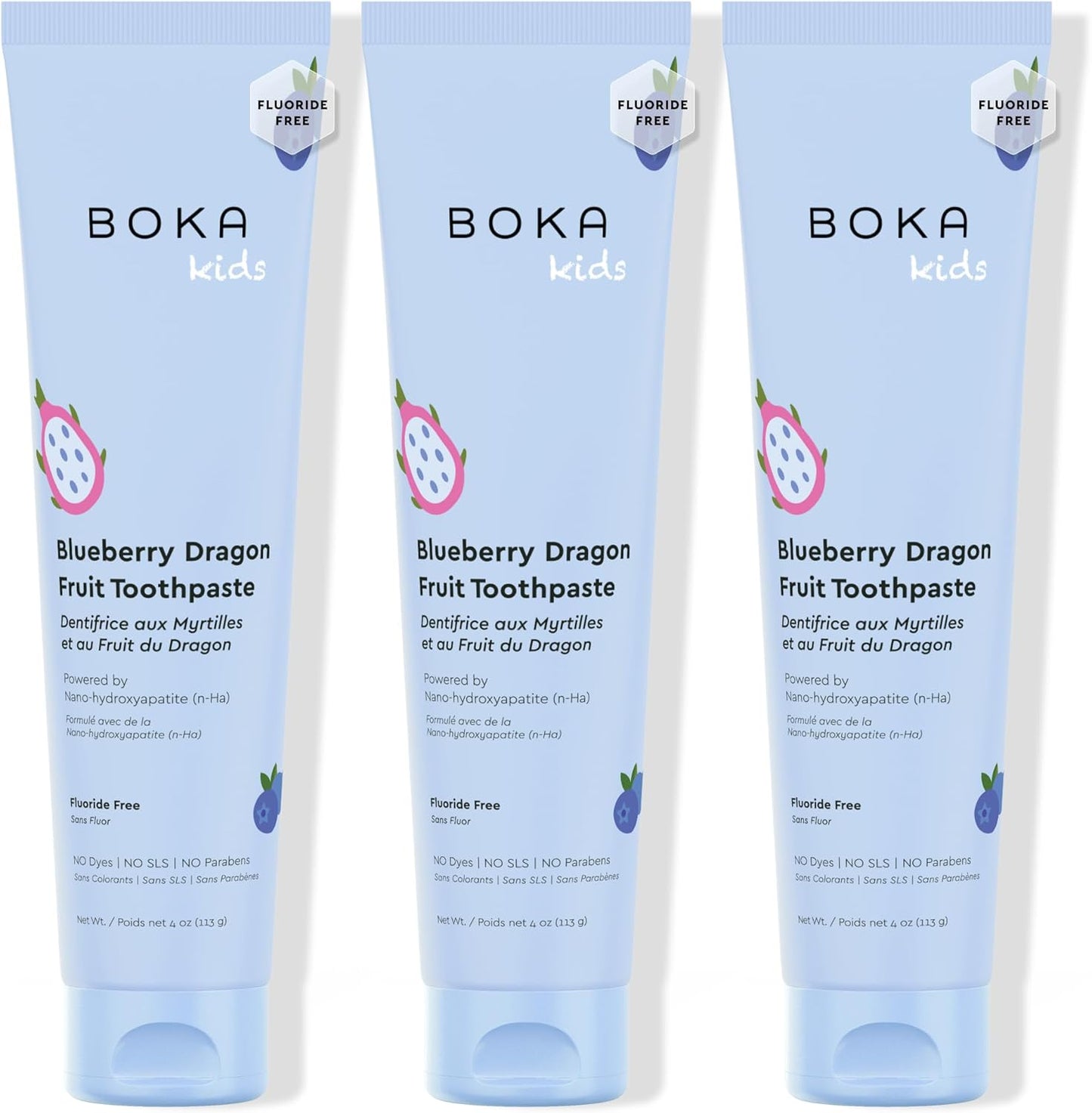 Fluoride Free Nano Hydroxyapatite Toothpaste - Blueberry Dragon Fruit Flavor | 4 oz, 3-Pack